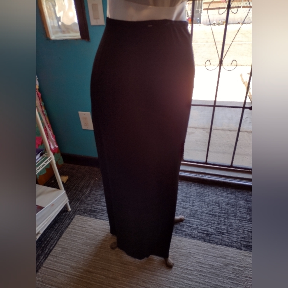 Long black skirt double side slits